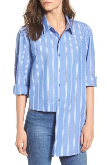 Women's Bp. Stripe Step Hem Shirt - Blue