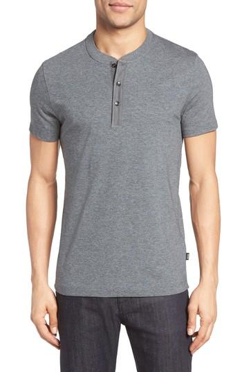 Men's Boss Tiller Denim Trim Henley, Size - Grey