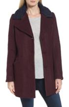 Women's Laundry By Shelli Segal Contrast Collar Boucle Coat - Red