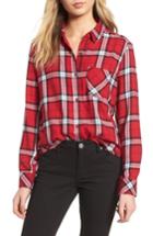 Women's Bp. Plaid Shirt, Size - Red