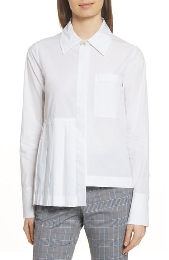Women's Robert Rodriguez Asymmetrical Pleated Shirt - White
