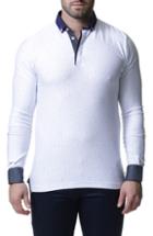 Men's Maceoo Newton Trim Fit Long Sleeve Polo (l) - White