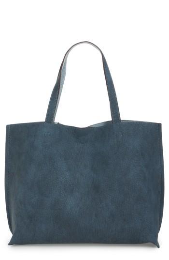 Street Level Reversible Faux Leather Tote - Grey