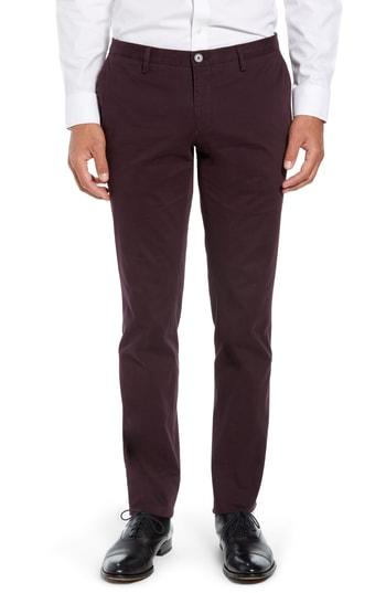 Men's Boss Stanino Flat Front Stretch Cotton Solid Trousers R - Purple