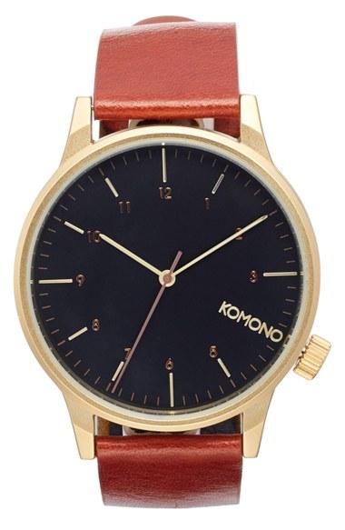 Men's Komono 'winston Regal' Leather Strap Watch, 41mm