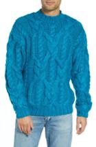 Men's Topman Classic Cable Knit Sweater - Blue
