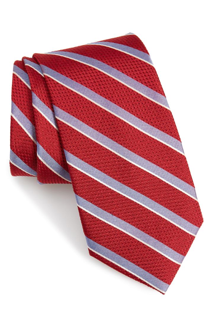 Men's Calibrate Fillmore Stripe Silk Tie, Size - Red