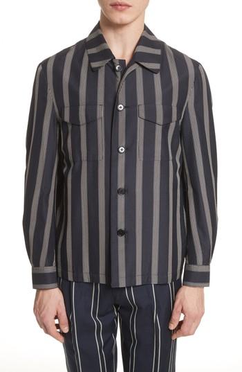 Men's Tomorrowland Stripe Silk Shirt - Black
