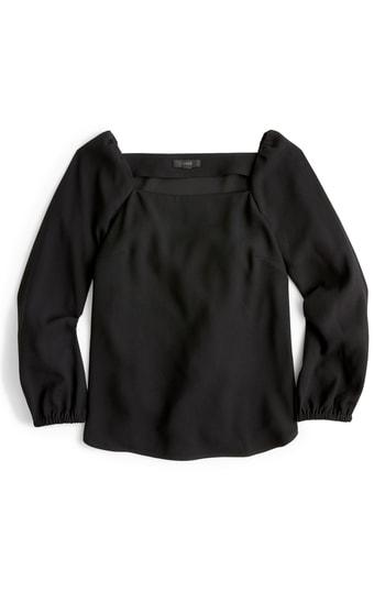 Women's J.crew Square Neck Long Sleeve Top (similar To 16w) - Black