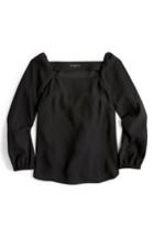 Women's J.crew Square Neck Long Sleeve Top (similar To 16w) - Black