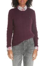 Women's Polo Ralph Lauren Cable Knit Wool & Cashmere Sweater - Burgundy