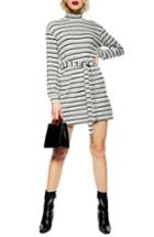 Women's Topshop Stripe Belt Minidress Us (fits Like 0) - Grey