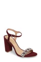 Women's Jewel Badgley Mischka Hendricks Embellished Block Heel Sandal .5 M - Burgundy