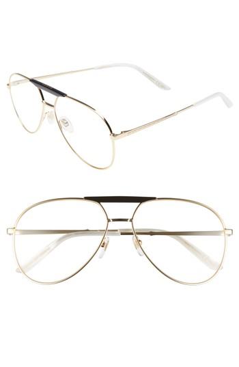 Men's Gucci Cruise 59mm Aviator Sunglasses - Gold/ White Pearl