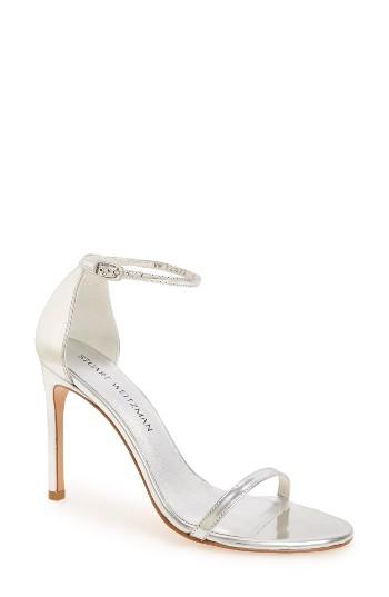 Women's Stuart Weitzman Nudistsong Ankle Strap Sandal M - Metallic