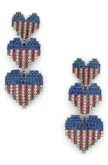 Women's Elizabeth Cole Patriotic Crystal Drop Earrings