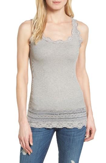 Women's Rosemunde Silk & Cotton Rib Knit Tank - Grey