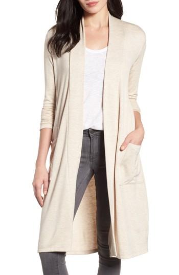 Women's Bobeau Elegant Fleece Cardigan - Beige
