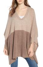 Women's Halogen Colorblock Cashmere Poncho, Size - Beige