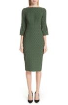 Women's Lela Rose Flutter Sleeve Stretch Jacquard Sheath Dress - Green