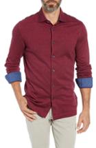 Men's Bugatchi Regular Fit Contrast Cuff Sport Shirt, Size - Pink