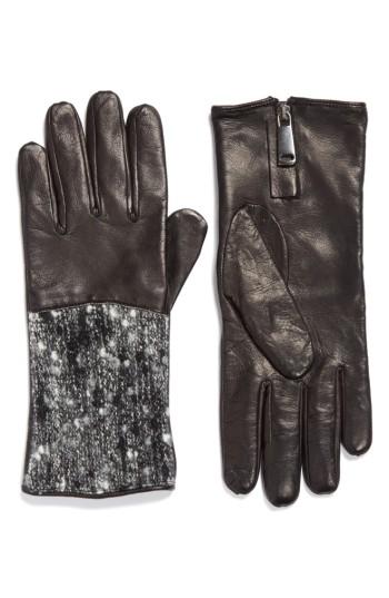 Women's Fabiana Filippi Pebble Tweed & Leather Gloves