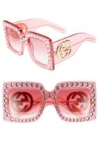 Women's Gucci 57mm Square Sunglasses - Pink/ Pink