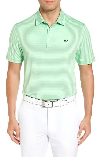 Men's Vineyard Vines 'kennedy' Stripe Golf Polo, Size - Green