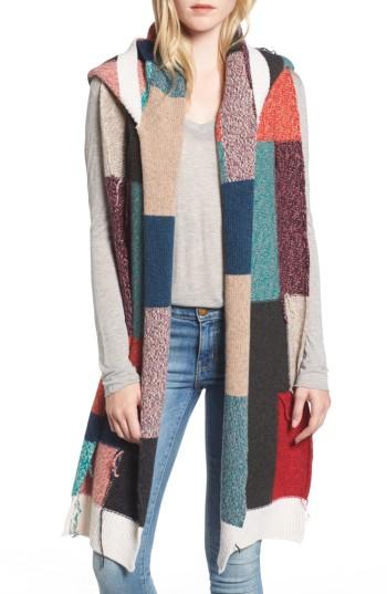 Women's Stella Mccartney Hooded Virgin Wool Patchwork Scarf, Size - Beige