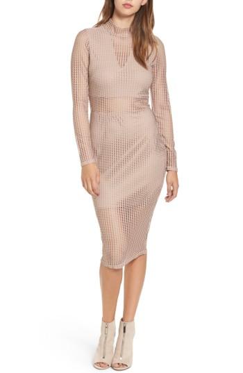 Women's Love, Fire Laser Cut Body-con Dress - Pink