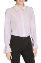 Women's Tory Burch Scallop Silk Bell Sleeve Shirt