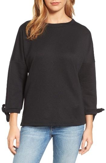 Women's Caslon Tie Sleeve Sweatshirt - Black