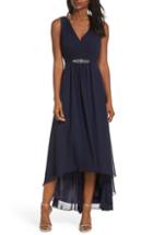 Women's Eliza J Wrap Look High/low Chiffon Dress - Blue