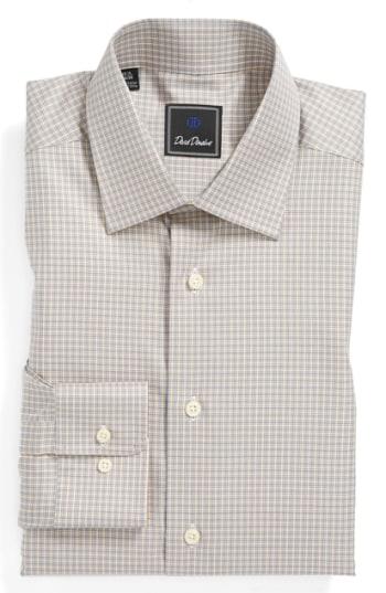 Men's David Donahue Regular Fit Dress Shirt - 34/35 - Brown
