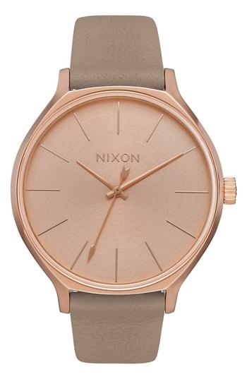 Women's Nixon The Clique Leather Strap Watch, 38mm