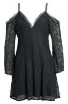 Women's Lace Cold Shoulder Dress - Green