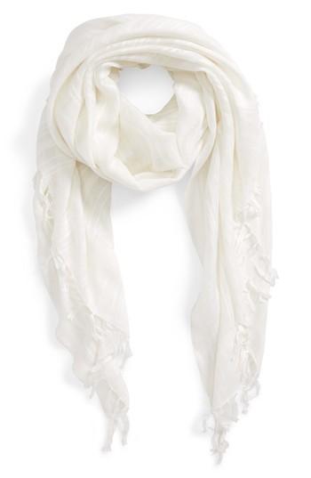 Women's Caslon Solid Linen Blend Scarf, Size - White