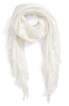 Women's Caslon Solid Linen Blend Scarf, Size - White