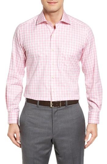 Men's David Donahue Check Sport Shirt, Size - Pink