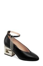 Women's Gucci Amber Crystal Heel Ankle Strap Pump Us / 35eu - Black