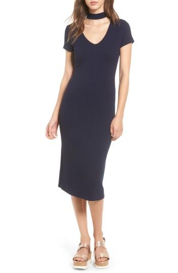 Women's One Clothing Ribbed Choker Midi Dress - Blue