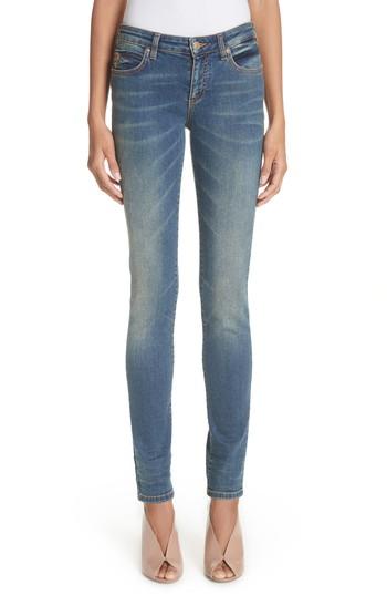 Women's Versace Studded Pocket Skinny Jeans - Blue