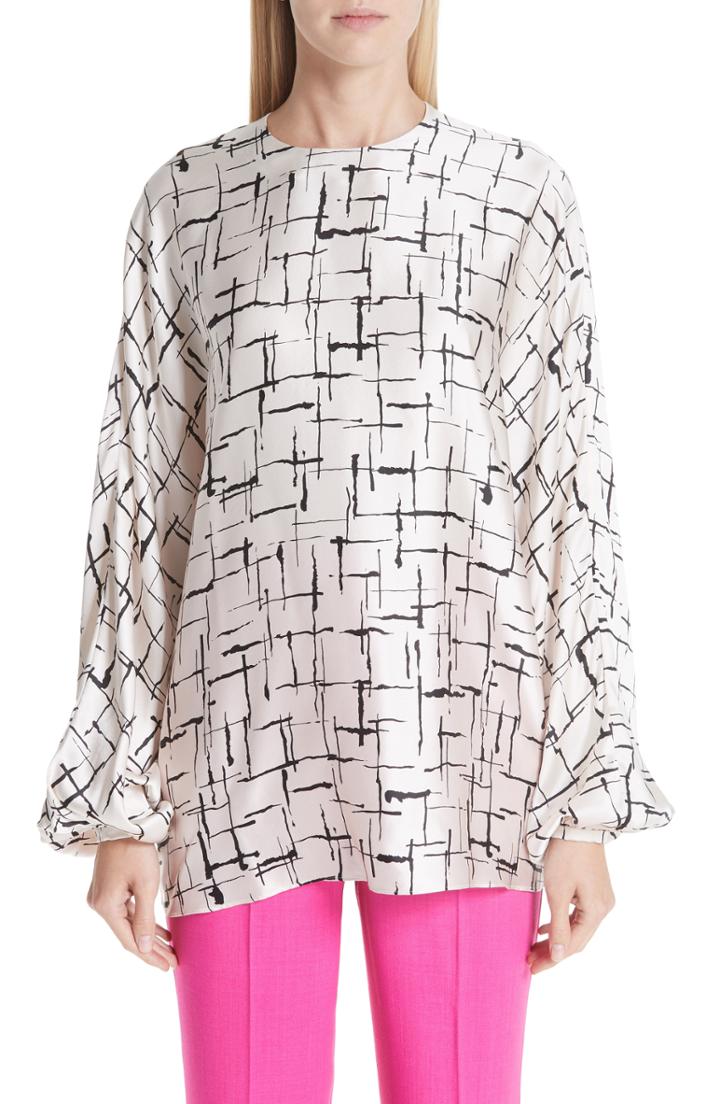 Women's Roksanda Crosshatch Silk Satin Blouse Us / 8 Uk - Pink