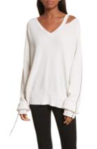 Women's Helmut Lang Distressed V-neck Sweater - Ivory