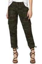 Petite Women's Sanctuary Terrain Linen Crop Cargo Pants P - Green