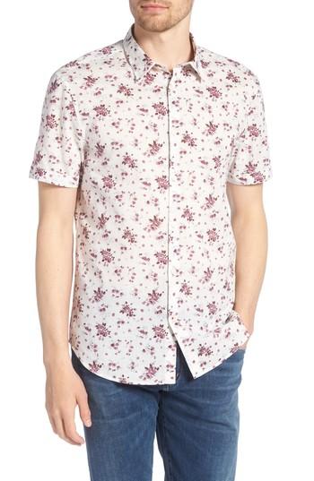 Men's John Varvatos Star Usa Regular Fit Floral Woven Shirt - Pink