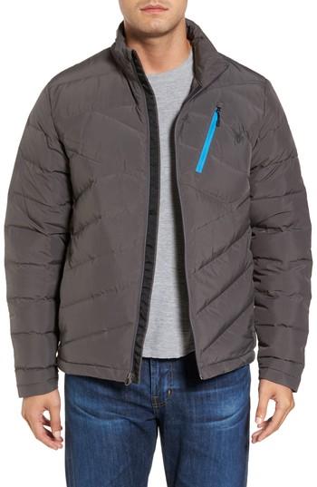 Men's Spyder Syrround Down Jacket, Size - Grey