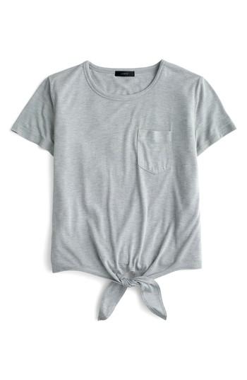 Women's J.crew Knotted Pocket Tee - Grey