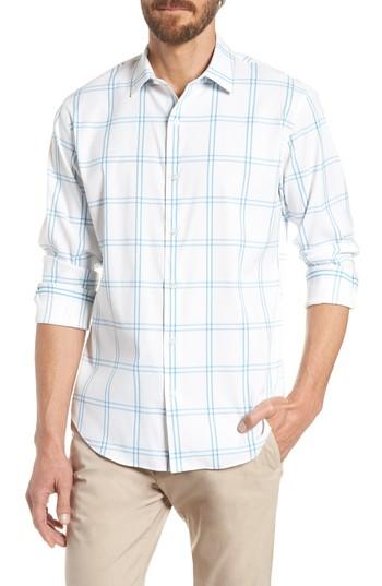 Men's Bonobos Slim Fit Windowpane Performance Sport Shirt R - White