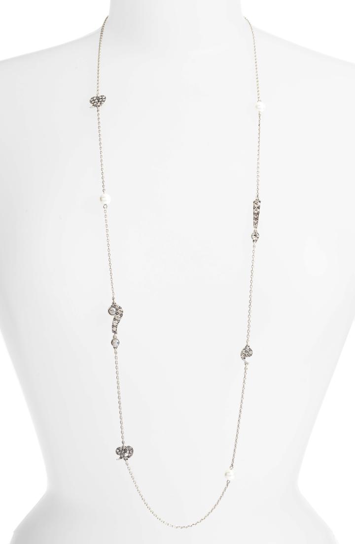 Women's Tory Burch Pave Crystal Punctuation Station Rosary Necklace
